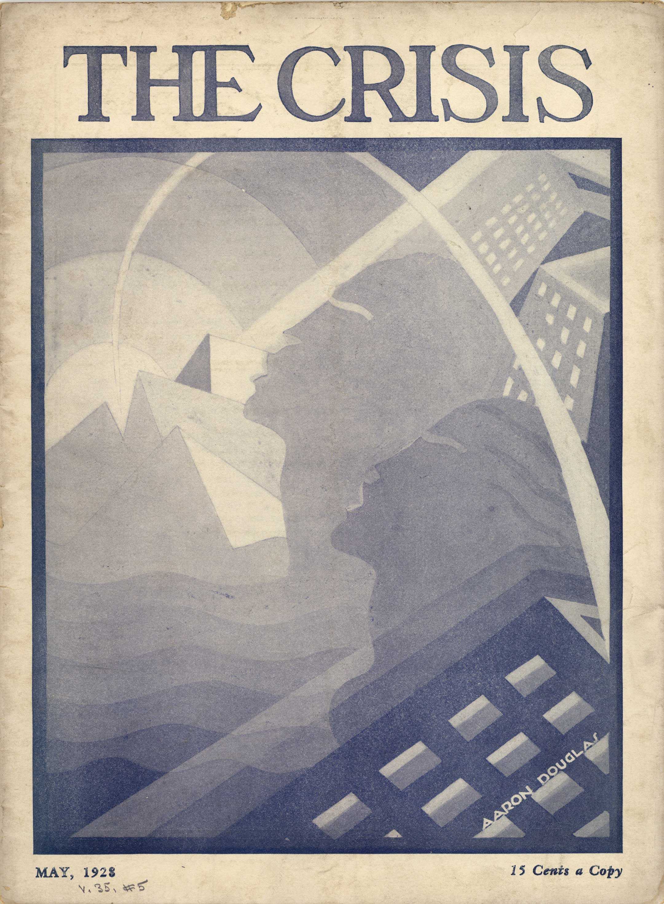 The cover of the Crisis in September 1927 is of graphic people overlay a skyline and other landscapes in a faded blue tone.