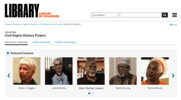 Screenshot of website for Civil Rights History Project at the Library of Congress