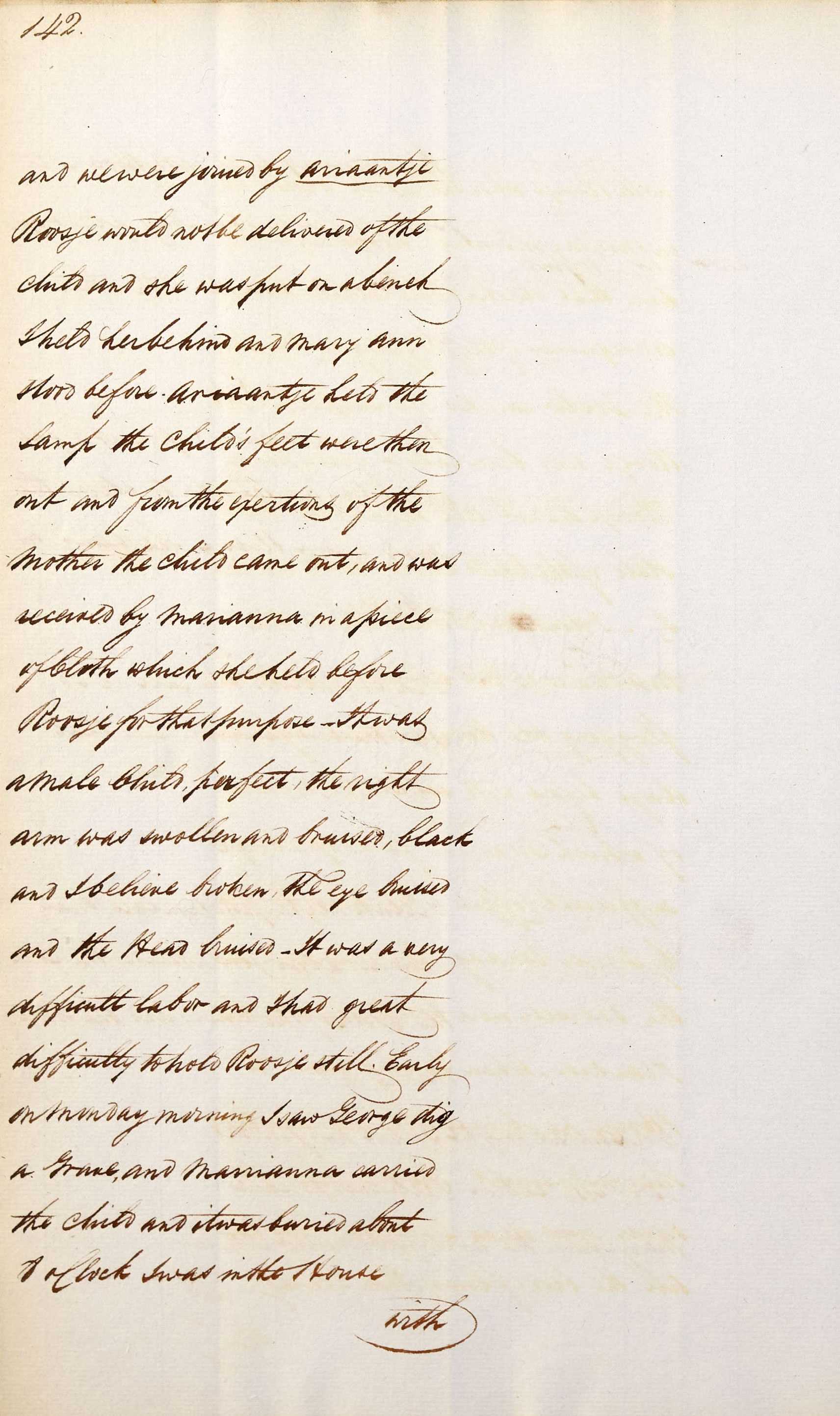 A cursive handwritten complaint about Roosje on a slightly yellow paper. The text is on the left hand side.