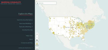 Screenshot of landing page for the Mapping Inequality website.