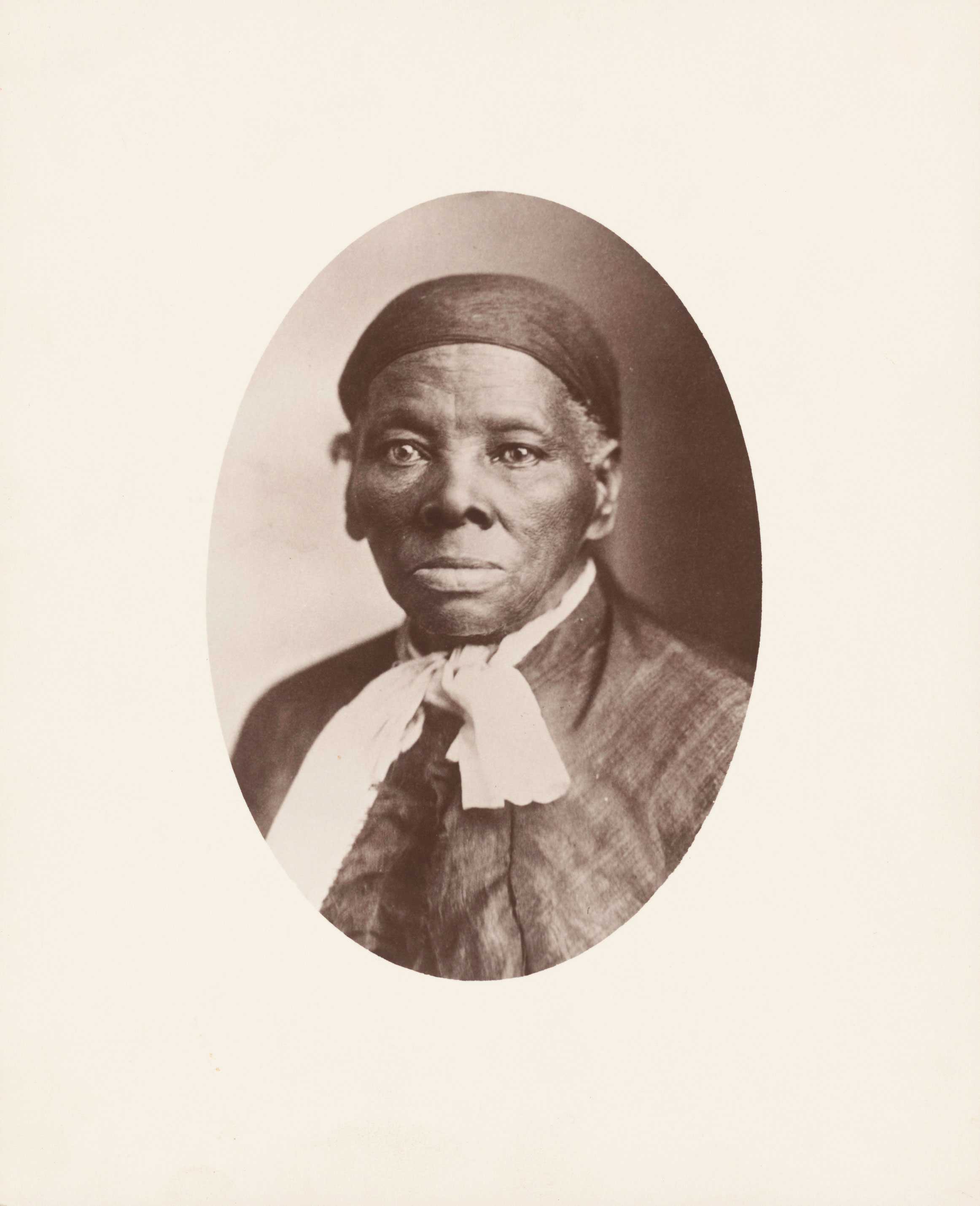 A large albumen portrait of Harriet Tubman. The portrait is surrounded by a white matte.