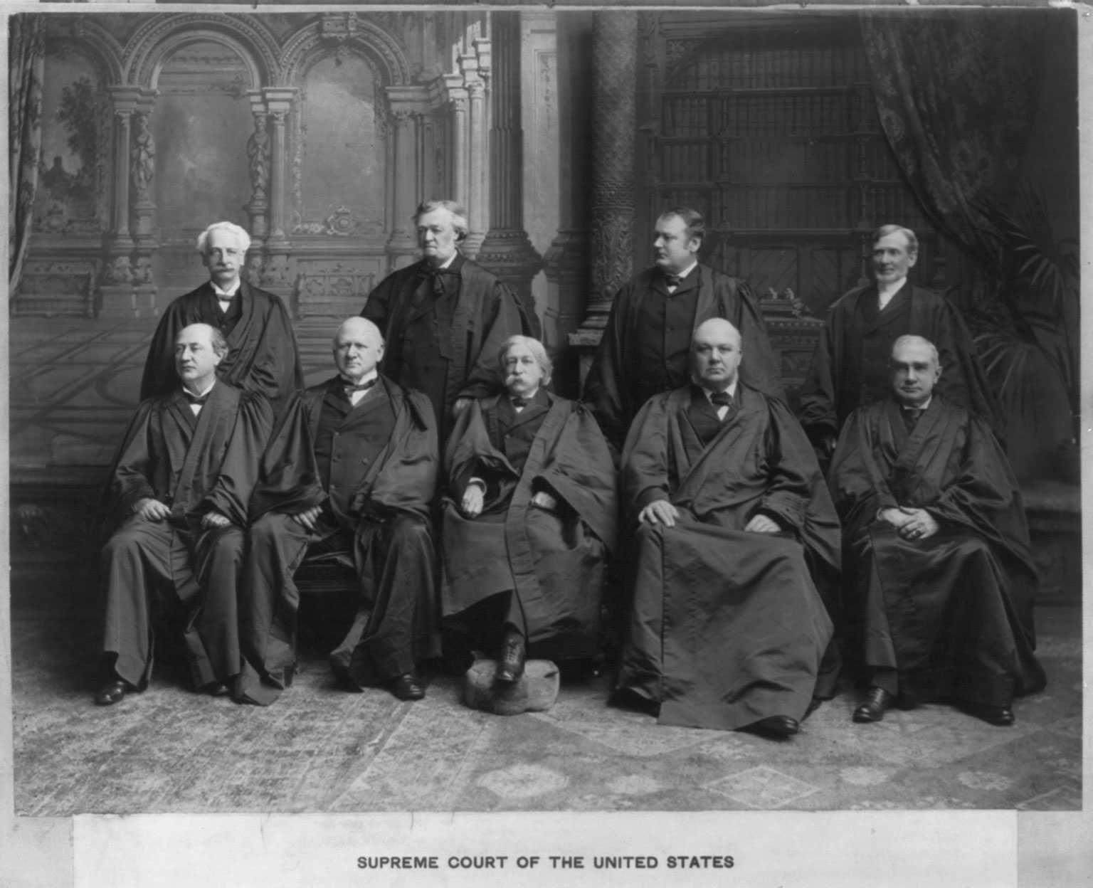 The official Supreme Court portrait of the 9 justices sitting in their robes against a backdrop. All justices are white men.