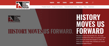 Screenshot of landing page for the National Civil Rights Museum