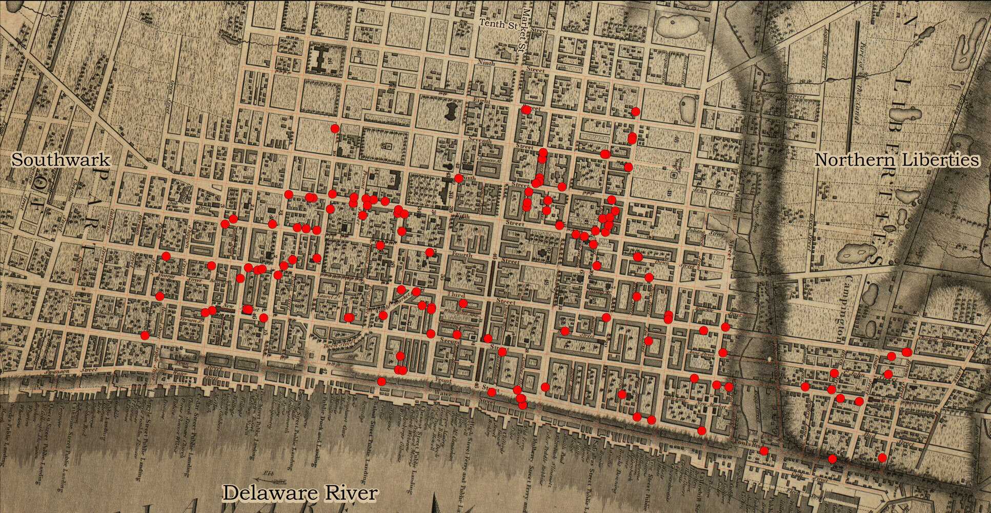 Historic map of Philadelphia