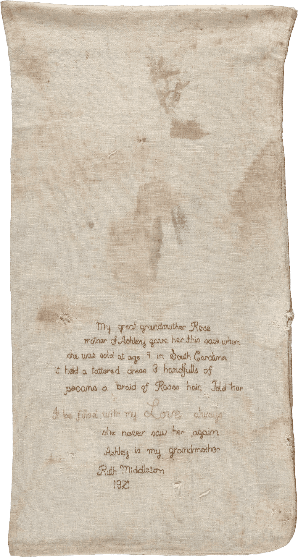 Photograph of Ashley's sack