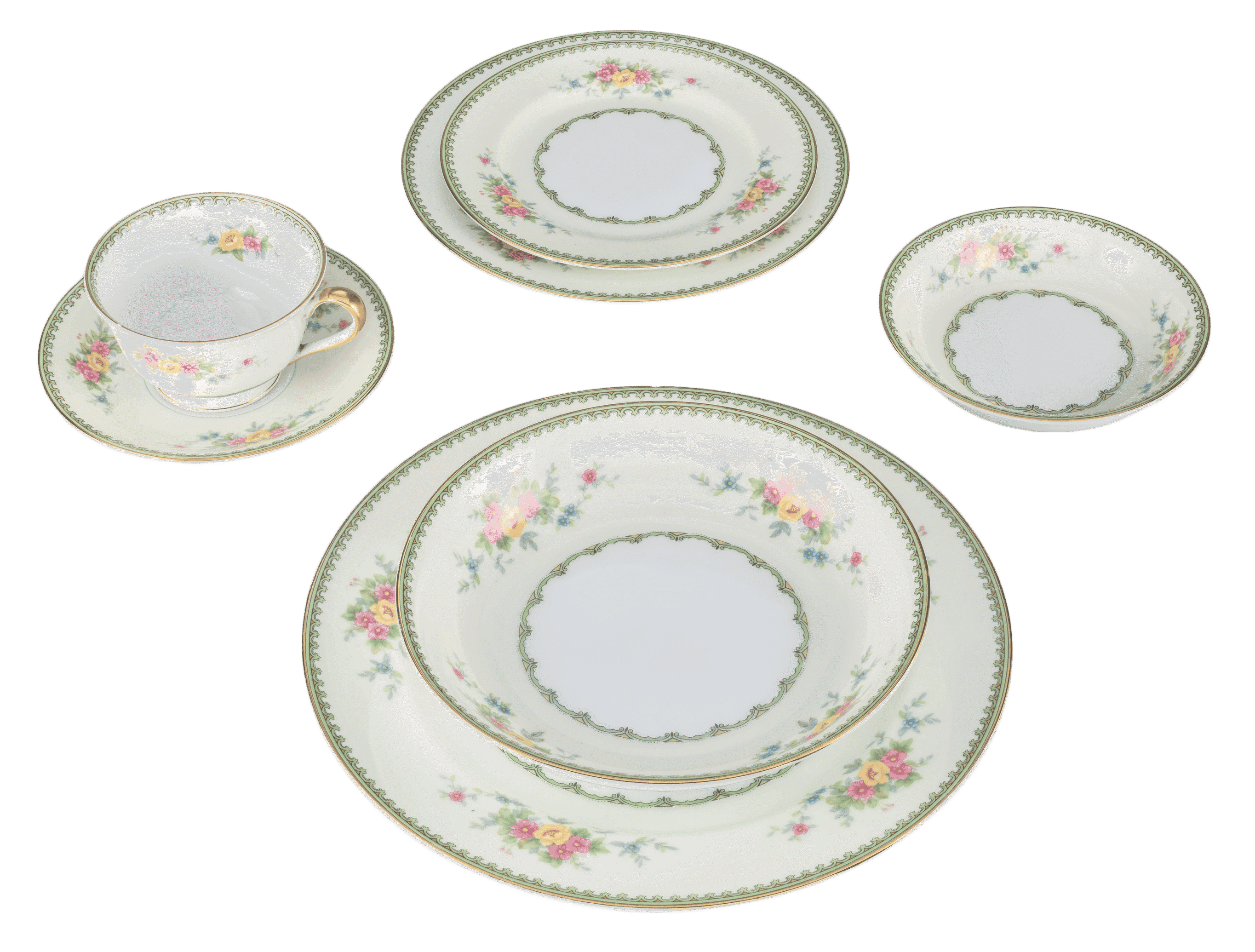 Group photo of fine china place setting.