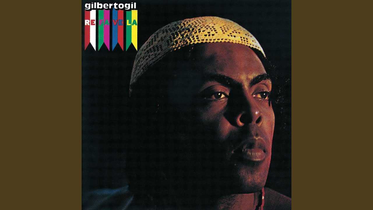 Album cover of Gilberto Gil. He is looking off camera with a determine expression. He is wearing a Kufi.