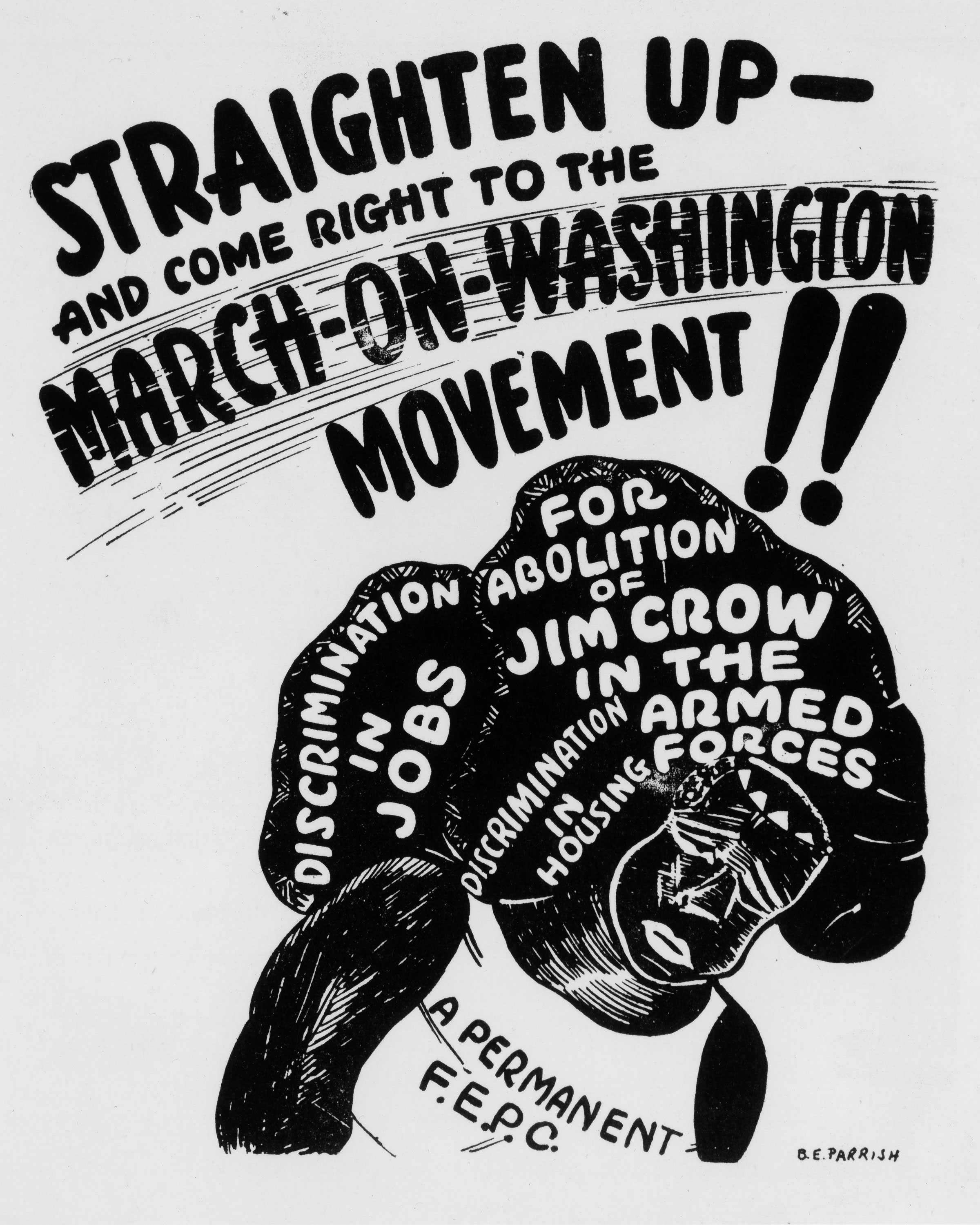 Handbill for entitled "STRAIGHTEN UP - / AND COME RIGHT TO THE / MARCH-ON-WASHINGTON / MOVEMENT!!"