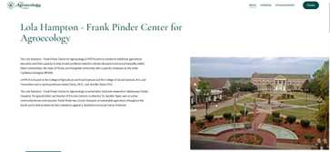 Screenshot of webpage from Lola Hampton-Frank Pinder Center for Agroecology